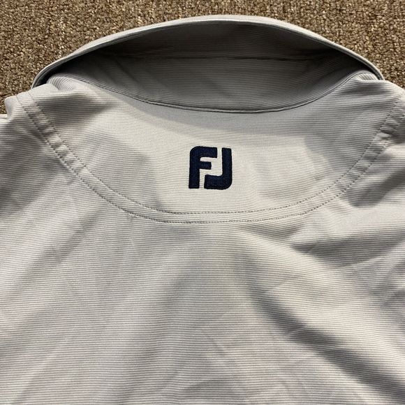 FootJoy Medium The Pearl Club Blue Gray Golfers Athletic FJ Polo Shirt - Picture 9 of 9